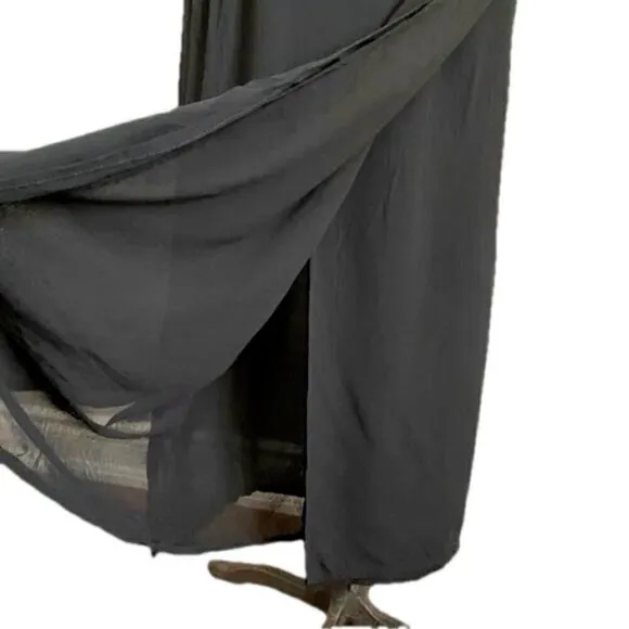 Zara Black Slit Wrap Long Maxi Skirt - M, made in Spain 🇪🇸
