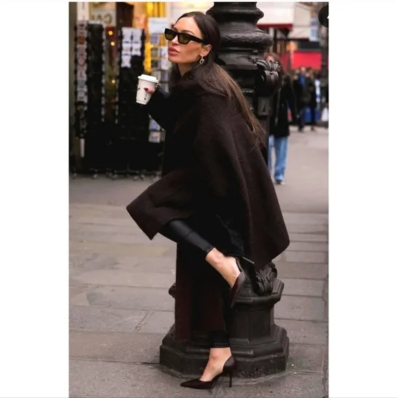 ZARA Cardigan Coat Cape Scarf Brown size S and M