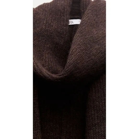 ZARA Cardigan Coat Cape Scarf Brown size S and M