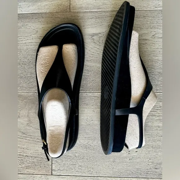 Zara flat leather sandal, black size 10 US size 41 European.