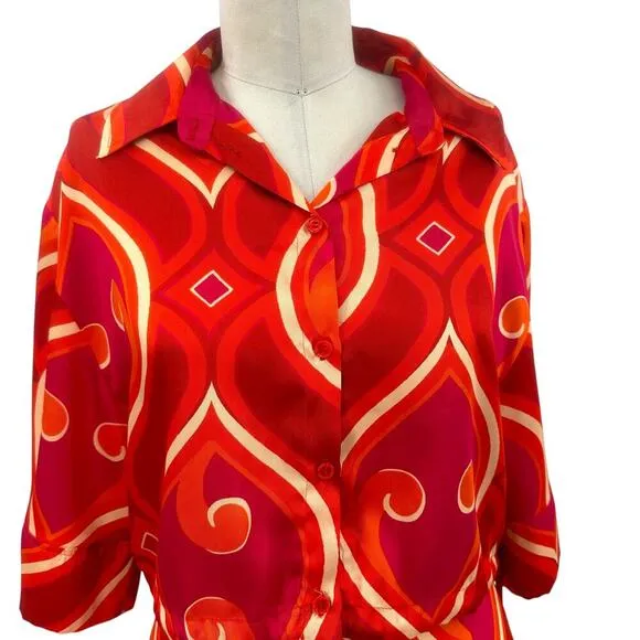 Zara Groovy Travel Print Set Pink Orange Swirl Retro Skort Set Size XS / Small