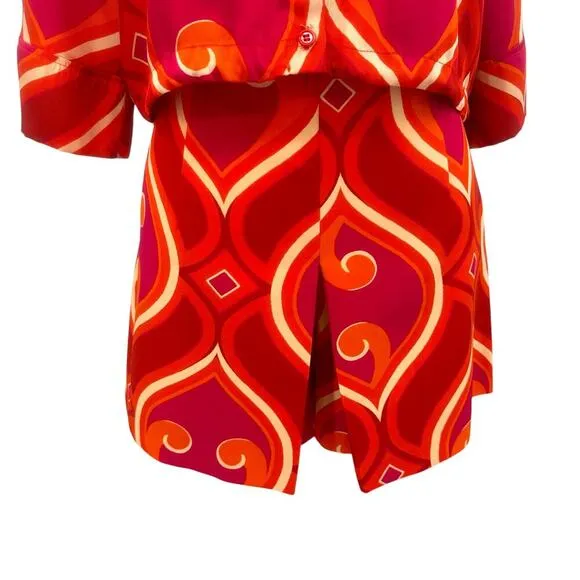 Zara Groovy Travel Print Set Pink Orange Swirl Retro Skort Set Size XS / Small