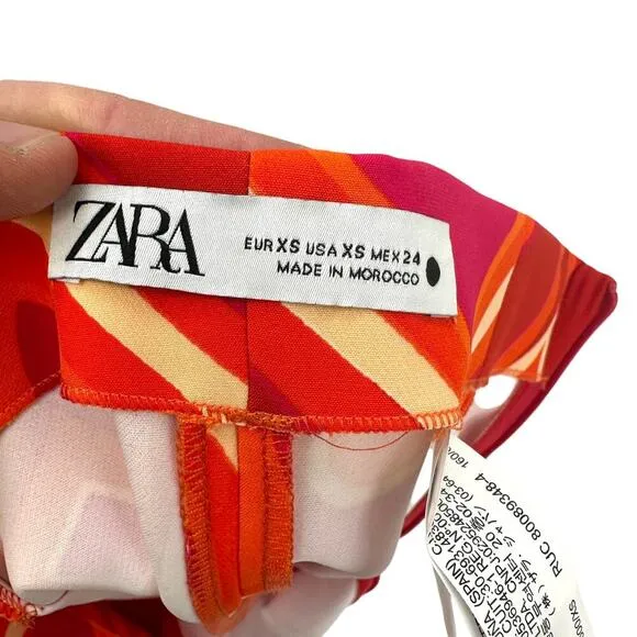 Zara Groovy Travel Print Set Pink Orange Swirl Retro Skort Set Size XS / Small