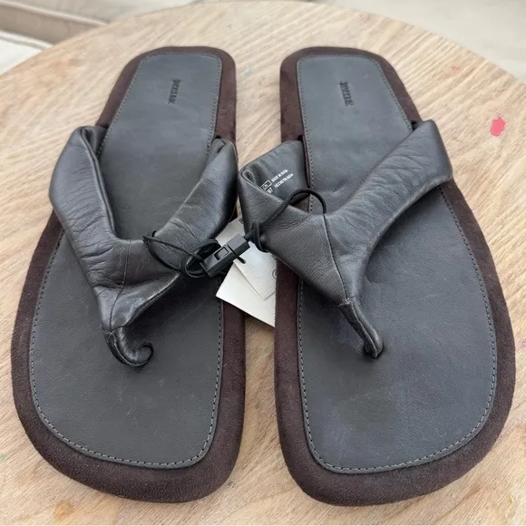 ZARA HOME 100% Leather Comfort Flat Sandals Brown Suede NWT Size 8