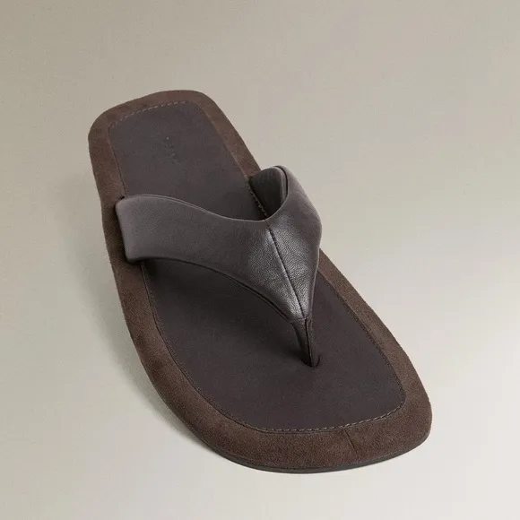 ZARA HOME 100% Leather Comfort Flat Sandals Brown Suede NWT Size 8