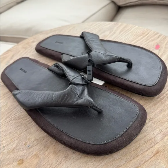 ZARA HOME 100% Leather Comfort Flat Sandals Brown Suede NWT Size 8