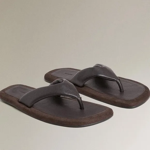 ZARA HOME 100% Leather Comfort Flat Sandals Brown Suede NWT Size 8