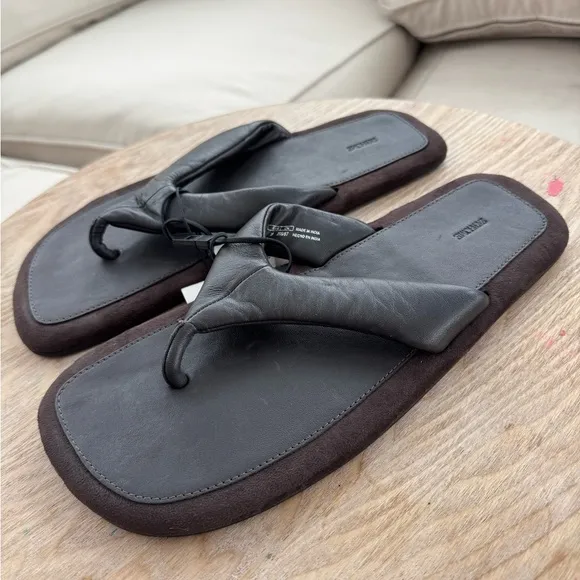 ZARA HOME 100% Leather Comfort Flat Sandals Brown Suede NWT Size 8