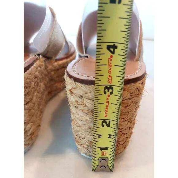 ZARA Jute Esprilladrez Wedge Sandals WITH CROSSOVER STRAPS  GOLD SZ US 7 / UE 38