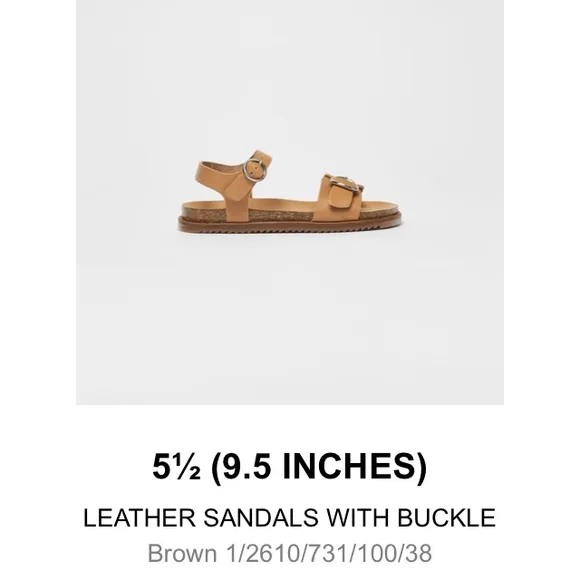 Zara kids light brown leather sandals with buckle NWT