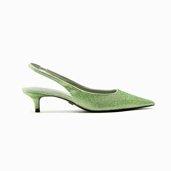 ZARA Leather Rhinestone Slingbacks - Price Firm