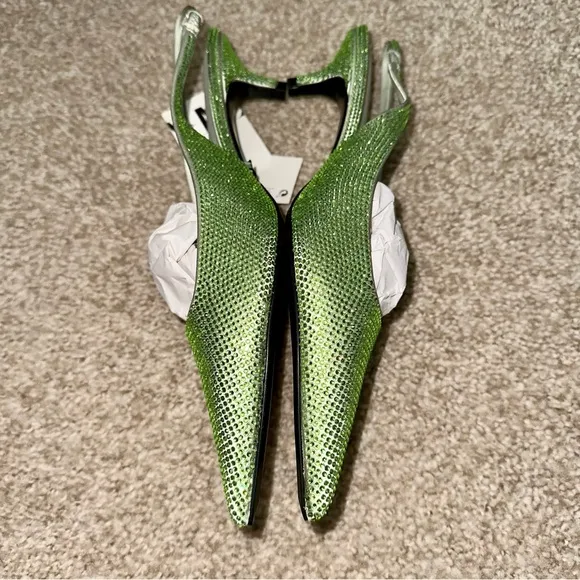 ZARA Leather Rhinestone Slingbacks - Price Firm