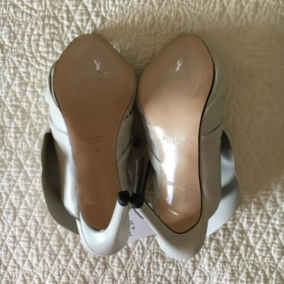 Zara Leather Sandals Heels with Bow
