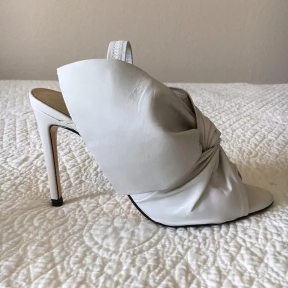 Zara Leather Sandals Heels with Bow