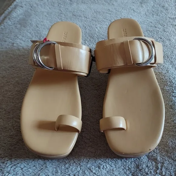 Zara Leather Wedge Sandals Sz-10