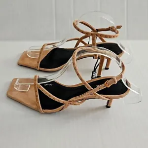 ZARA LIMITED EDITION STUDDED KITTEN HEEL SUEDE SANDALS 6.5 NWT