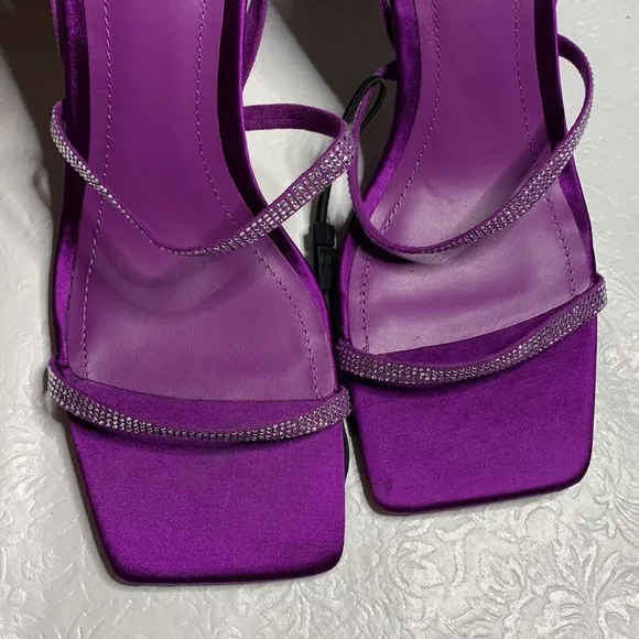 Zara Purple Gladiator Heeled Sandals with Rhinestones