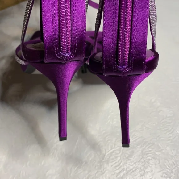 Zara Purple Gladiator Heeled Sandals with Rhinestones
