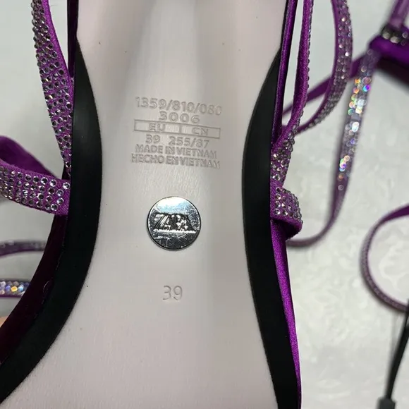 Zara Purple Gladiator Heeled Sandals with Rhinestones