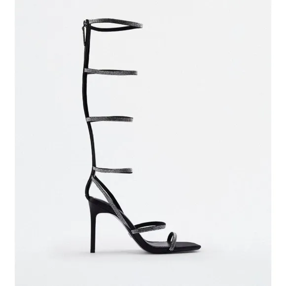 ZARA rhinestones strap high heel sandals