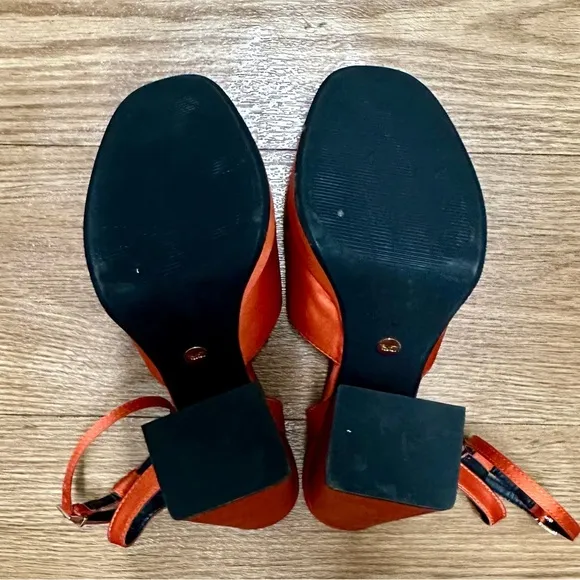 ZARA round toe Block Heels Platform orange Sandals