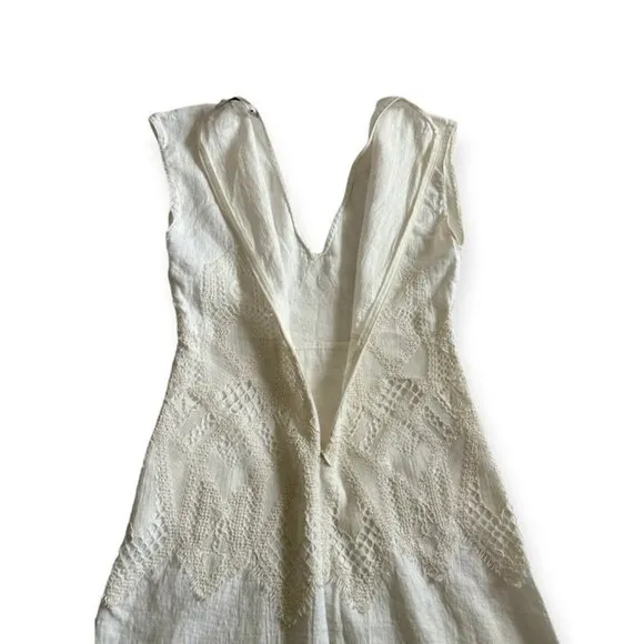 Zara white Linen &amp; Lace Sleeveless Maxi White Dress - Size XS
