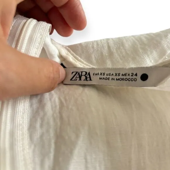 Zara white Linen &amp; Lace Sleeveless Maxi White Dress - Size XS