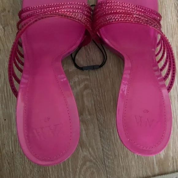 Zara Women’s Pink Rhinestone Vinyl High Heel Sandals