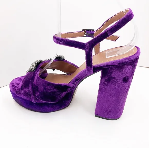 {ZARA}Velvet Bow Embellished Platform Sandals