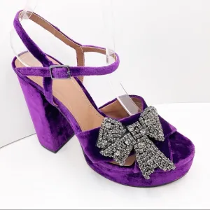 {ZARA}Velvet Bow Embellished Platform Sandals