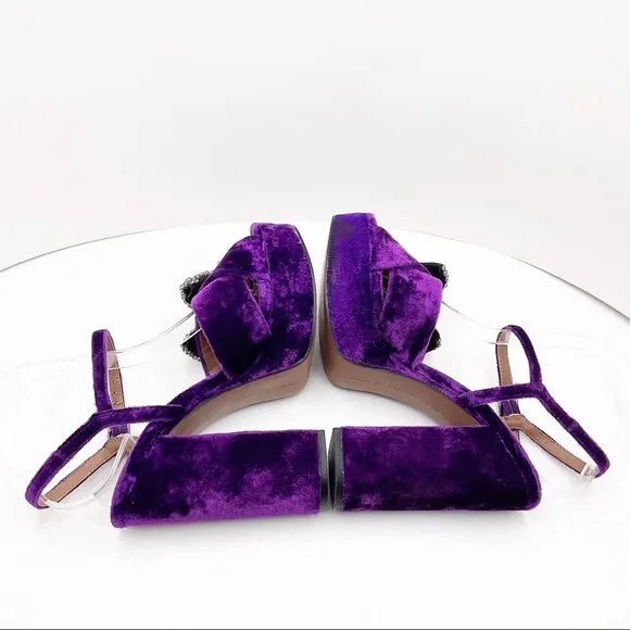 {ZARA}Velvet Bow Embellished Platform Sandals