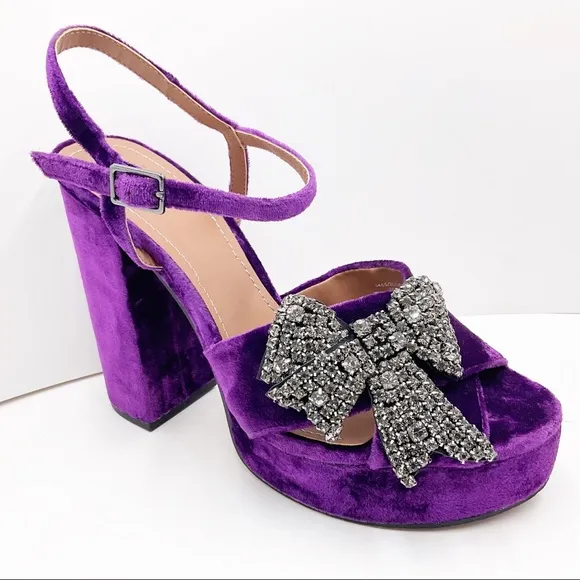 {ZARA}Velvet Bow Embellished Platform Sandals