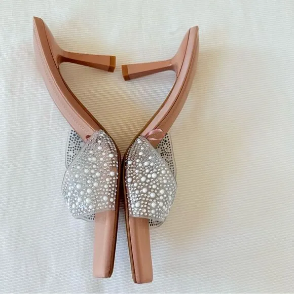 Zara Womens Sandals Heels Slip On Sparkly Party Prom Wedding Shoes Size 9