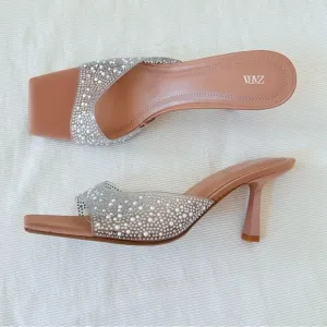 Zara Womens Sandals Heels Slip On Sparkly Party Prom Wedding Shoes Size 9
