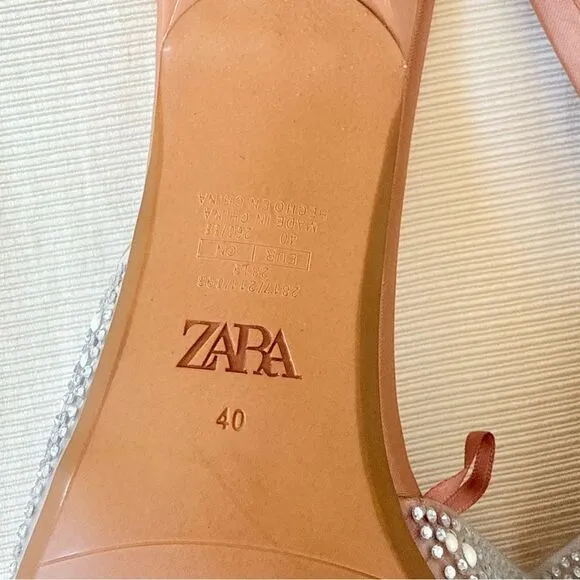 Zara Womens Sandals Heels Slip On Sparkly Party Prom Wedding Shoes Size 9