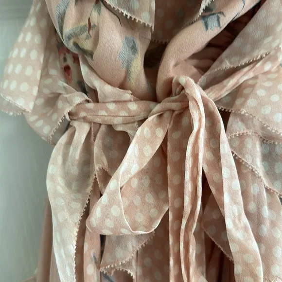 Zimmermann Bowie Waterfall Dress Peach Floral Strapless Size 1/ S NWOT