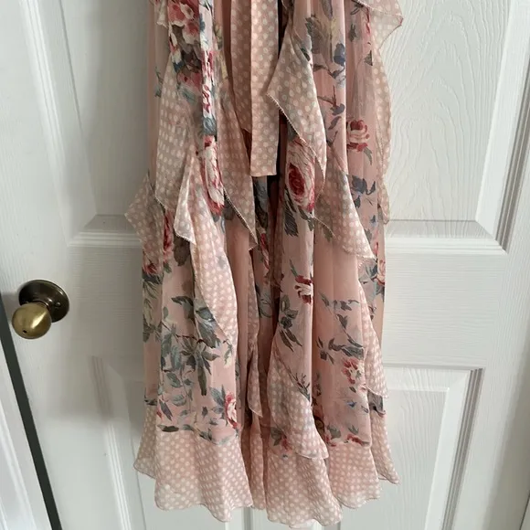 Zimmermann Bowie Waterfall Dress Peach Floral Strapless Size 1/ S NWOT