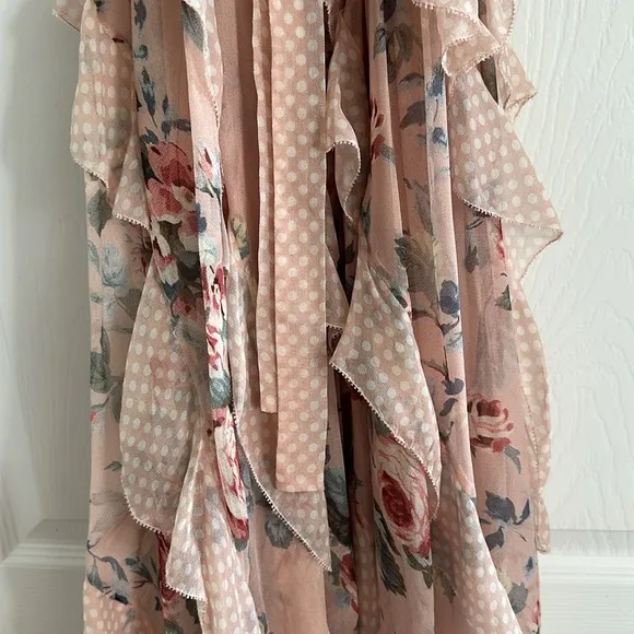 Zimmermann Bowie Waterfall Dress Peach Floral Strapless Size 1/ S NWOT