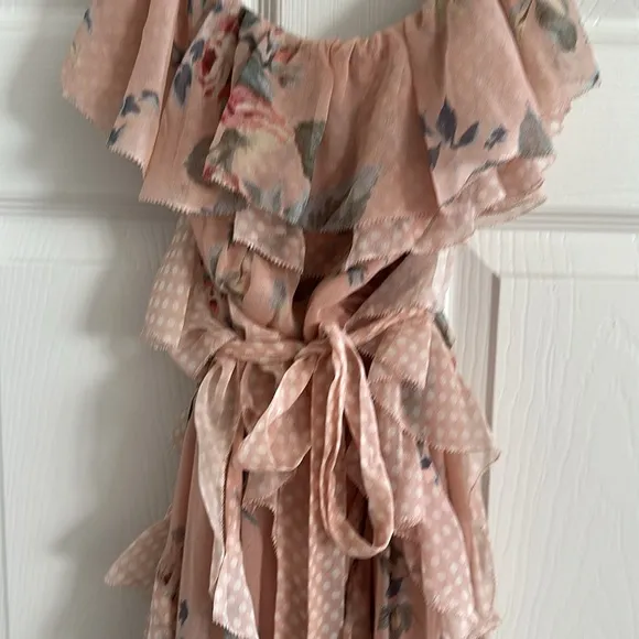 Zimmermann Bowie Waterfall Dress Peach Floral Strapless Size 1/ S NWOT
