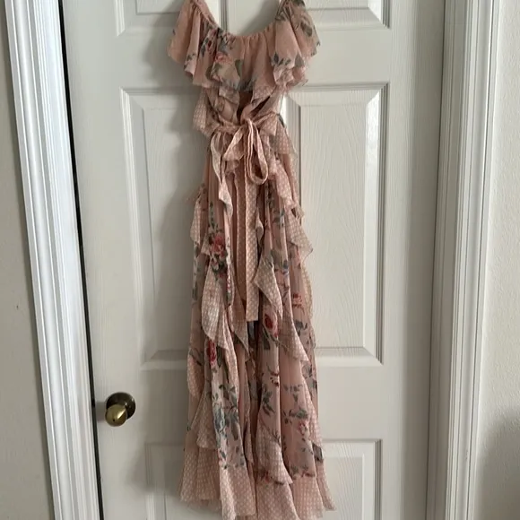 Zimmermann Bowie Waterfall Dress Peach Floral Strapless Size 1/ S NWOT